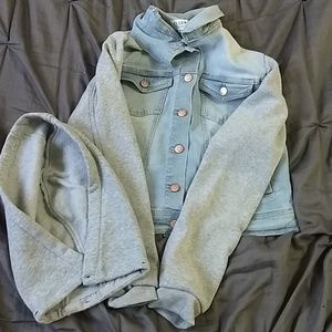 Light blue jean jacket with cotton sleves